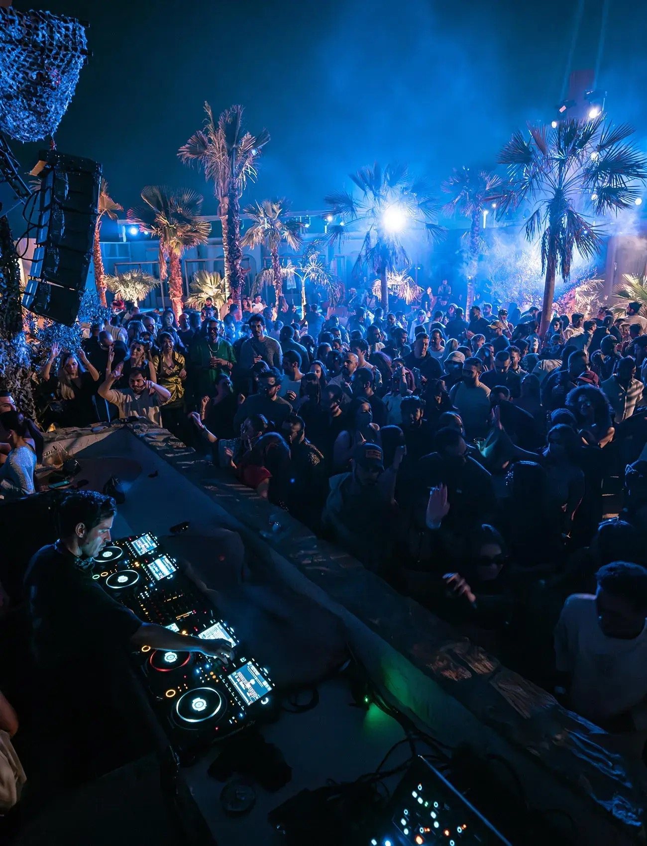 The Be Beach dancefloor under blue light